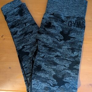 Gymshark Black and Charcoal Camo Leggings